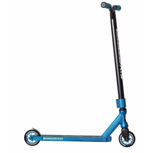 Blauer Six Degrees Stuntscooter mit verstärktem Lenker und 360-Grad-Lenkung für Sport & Fitness.