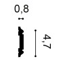 Detailzeichnung ORAC DECOR PX144 AXXENT Zierleiste: 0,8 cm breit, 4,7 cm hoch.