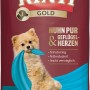 Rinti Gold Hundenassfutter Huhn & Geflügel, 100g, mit kleinem Hund auf der Packung.