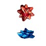 Rote und blaue glänzende Zierschleifen aus Polypropylen, selbstklebend, für Geschenke und Deko.