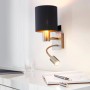 Moderne Wandleuchte Pasteri mit Leselicht, Nickel matt, Schwarz und Kupfer. Ideal als Wohnraumleuchte.