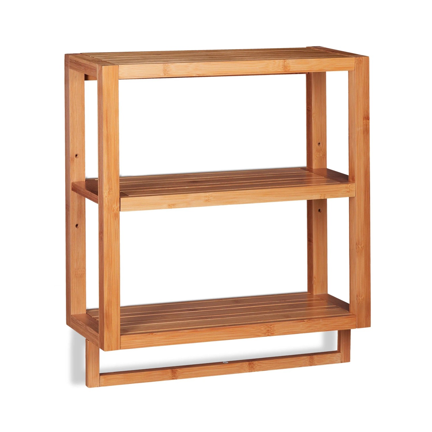 Relaxdays Wandregal Bambus Natur Mit 3 Ablagen Höhenverstellbar 58,5 cm x 52 cm x 21 cm 3,5 kg