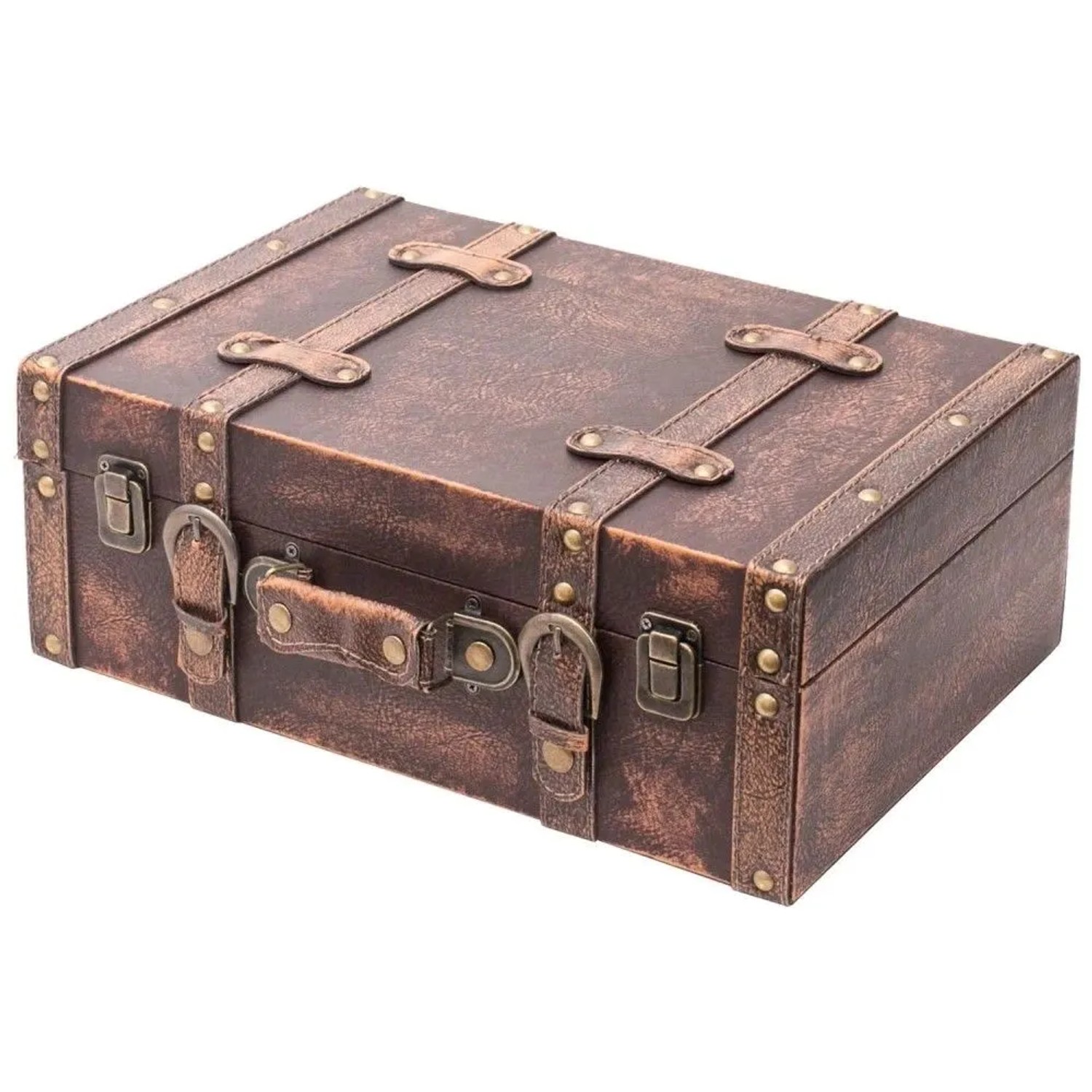 HMF VKO103 Vintage Vintage Koffer Truhe Holzkiste Holz 38 x 26 x 13 cm Deko Klassik