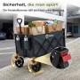 Sekey Bollerwagen, faltbar, grau, mit Bremse und Lebensmitteln beladen. Ideal für Camping & Alltag.