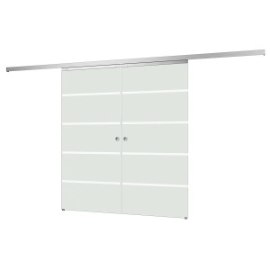 inova Glasschiebetür mit Blockstreifen, Komplettset mit Softclose für sanftes Schließen.