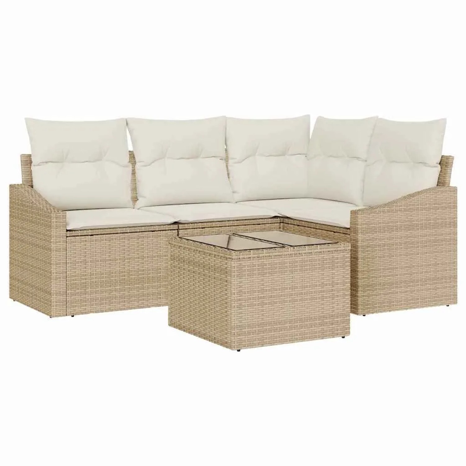 vidaXL Sofa Set mit Kissen 5-Tlg Beige und Creme Poly-Rattan 3355380 günstig online kaufen