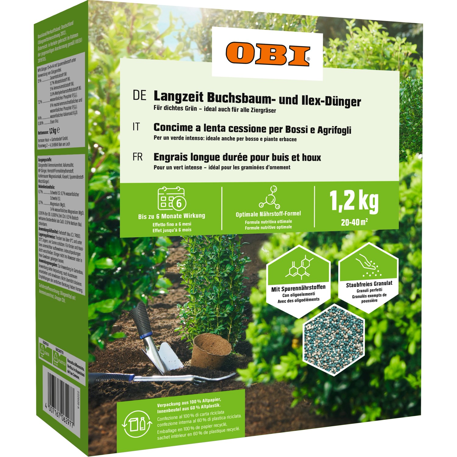 GROW by OBI Langzeit Buchsbaum- und Ilex-Dünger, 1,2 kg