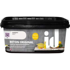 id Wandfarbe Beton Original Moskau, 2 Liter Gebinde für grafische Betoneffekte.