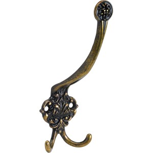 Hettich Garderobenhaken aus brüniertem Messing, 157x54x65 mm, für Hüte und Mäntel.