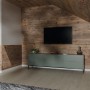 Wohnraum mit Egger Faltleiste Decowall FL001 Namur in Fichte Natur als Wandverkleidung.
