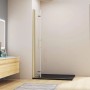 AICA Walk-In Duschwand, 120cm, Gold gebürstet, mit Falttür aus Klarglas. Duschkabine ohne Duschtasse.