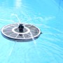Heissner Solar-Teichpumpen-Set, schwimmende Solarinsel mit LED-Beleuchtung und Wasserspiel im Teich.