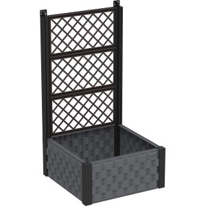 Anthrazitfarbener Duramax Rankkasten mit Gitter, ideal für Pflanzen und Kräuter im Garten.