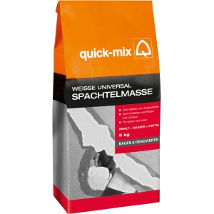 Quick-Mix Spachtelmasse, 8 kg Sack, zum Ausgleichen von Unebenheiten im Innen- und Außenbereich.