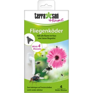 Terrasan Home Fliegenköder, 4er-Packung. Fliegenfalle zur Anbringung am Fenster, mit Blumen-Design.