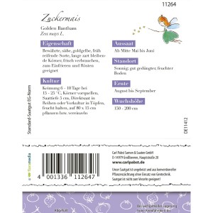 Saatgutpackung Grüne Fee Zuckermais Golden Bantam, Gemüsesamen für ca. 12 Pflanzen.