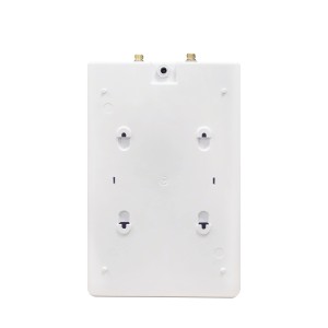 Rückansicht Thermoflow UT5SETOVALIS Untertischspeicher mit Montagevorrichtung für Warmwasserspeicher.