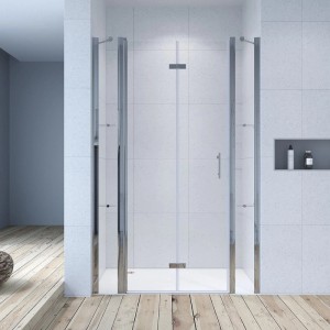 Aquabatos 130 x 197 cm Nischentür Dusche Duschabtrennung 6mm Einscheibensicherheitsglas Duschkabine Falttür mit Nano Beschichtung Rahmenlos