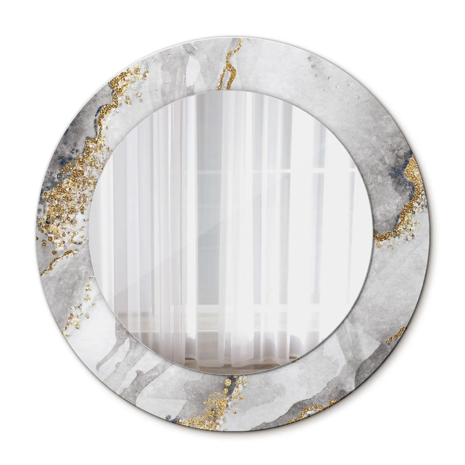 Tulup Spiegel mit Aufdruck Marmormuster 50x50 cm Runder Spiegel mit Dekorat günstig online kaufen