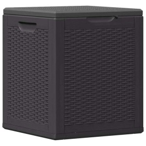 Schwarze Furnicato Garten-Aufbewahrungsbox (90L) in Rattan-Optik.