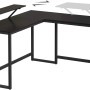 Schwarzer Vasagle L-förmiger Computertisch mit Monitoraufsatz.