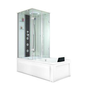 AcquaVapore Dusch-Wanne-Kombination K05-R00, 90x180 cm, mit Duschkabine, Regendusche und Handbrause.