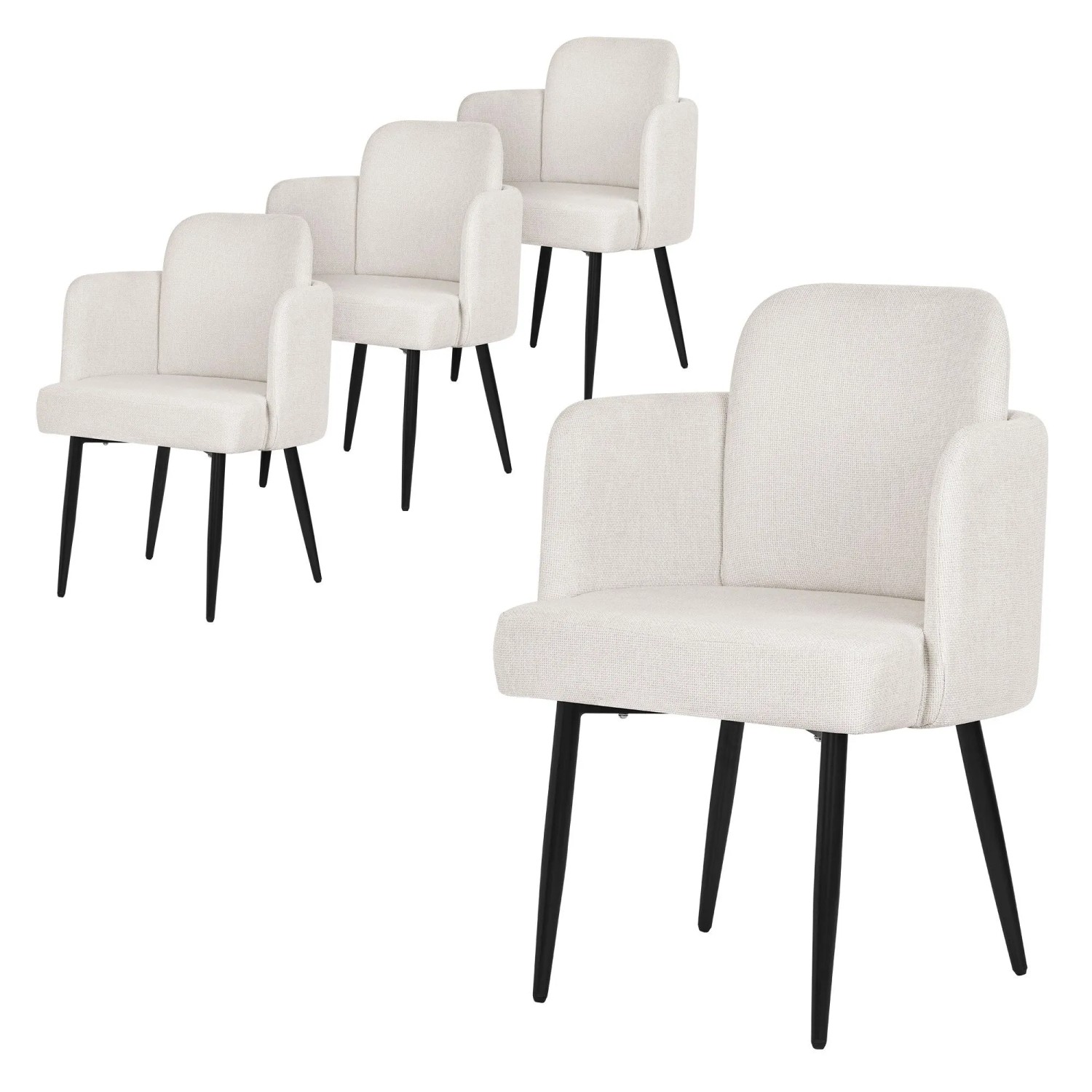 ML-Design Esszimmerstühle 4Er Set Beige mit Stoffbezug und Armlehne günstig online kaufen