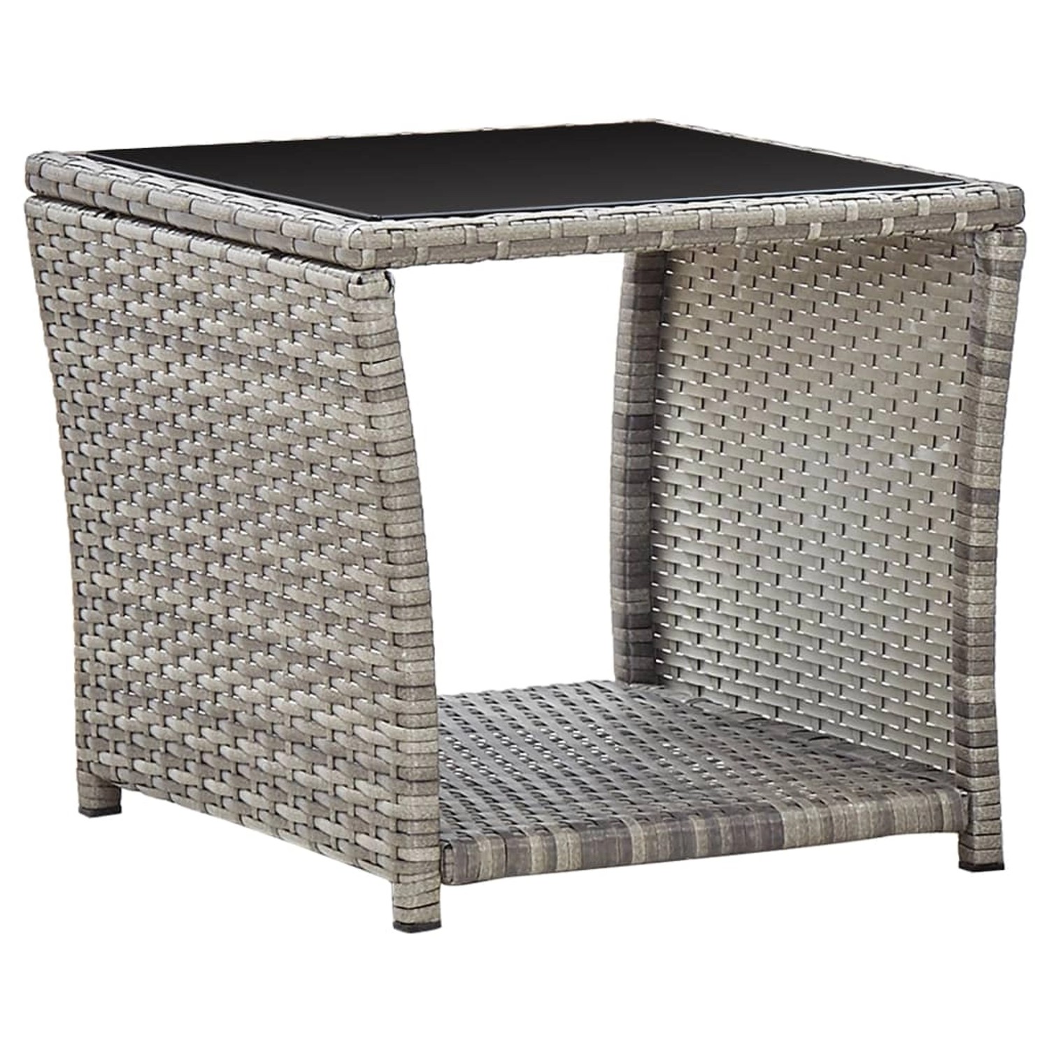 vidaXL Couchtisch Grau 45x45x40 cm Poly Rattan und Glas 46068 günstig online kaufen
