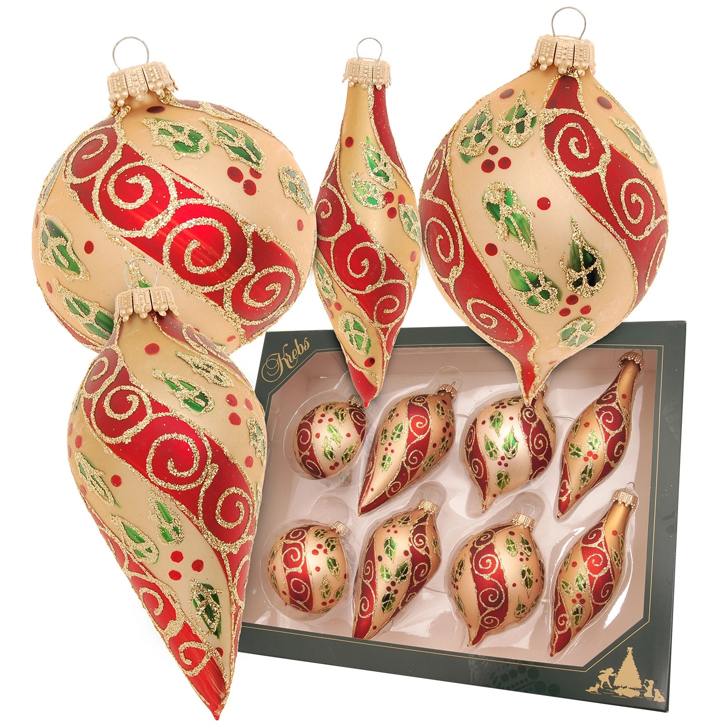 Krebs Glas Lauscha Weihnachtskugeln Mia Rankendesign Goldfarbig 7cm