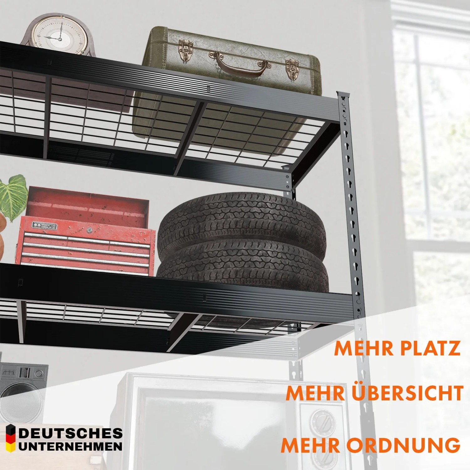 Floordirekt Schwerlastregal Yukon Rivet 4 Böden Schwarz 180 x 120 x 60 cm_4