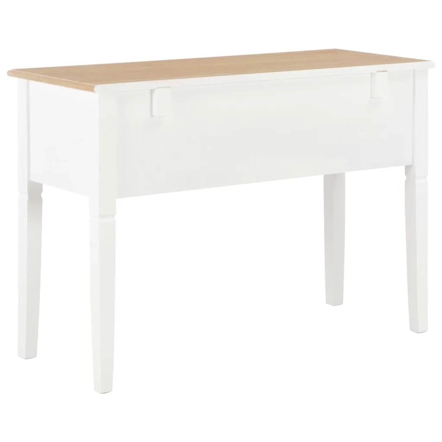 Weißer Holz Schreibtisch vidaXL mit hellbrauner Tischplatte, 109,5x45x77,5 cm.