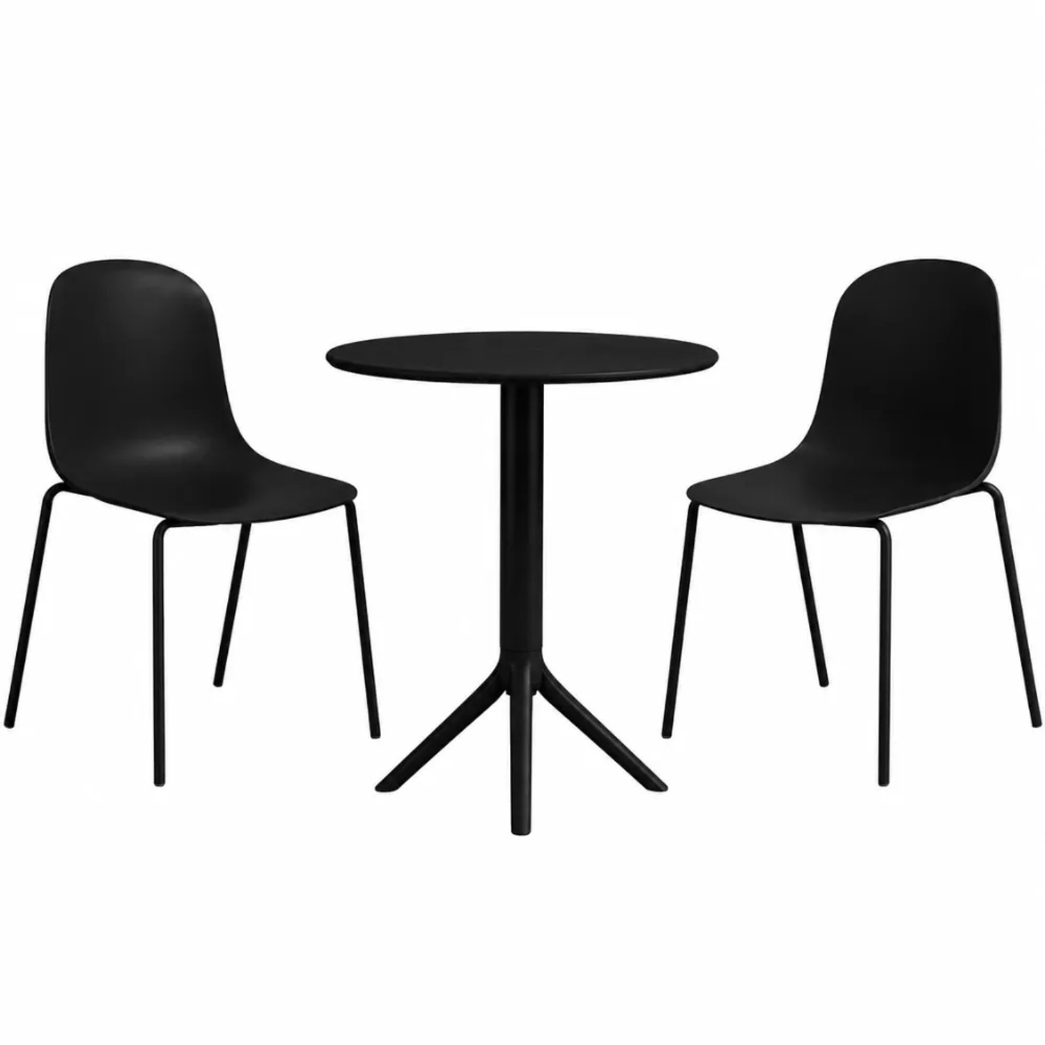 DELUKE Gartenmöbel-Set ELLA mit 2 Stühlen 162x60x85cm Kunststoff Schwarz Balkonset Gartenset Tisch mit Stühlen Bistroset Outdoor