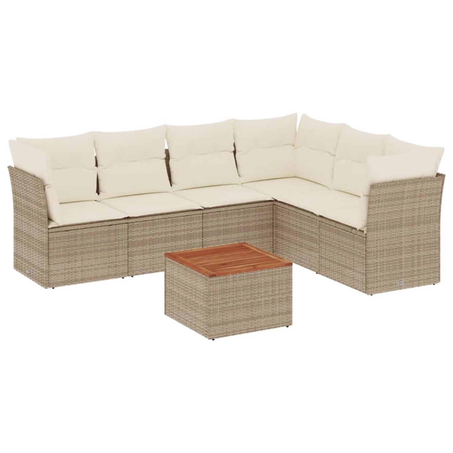 vidaXL 7-tlg Garten-Sofagarnitur mit Kissen Beige Poly Rattan Modell 110 günstig online kaufen