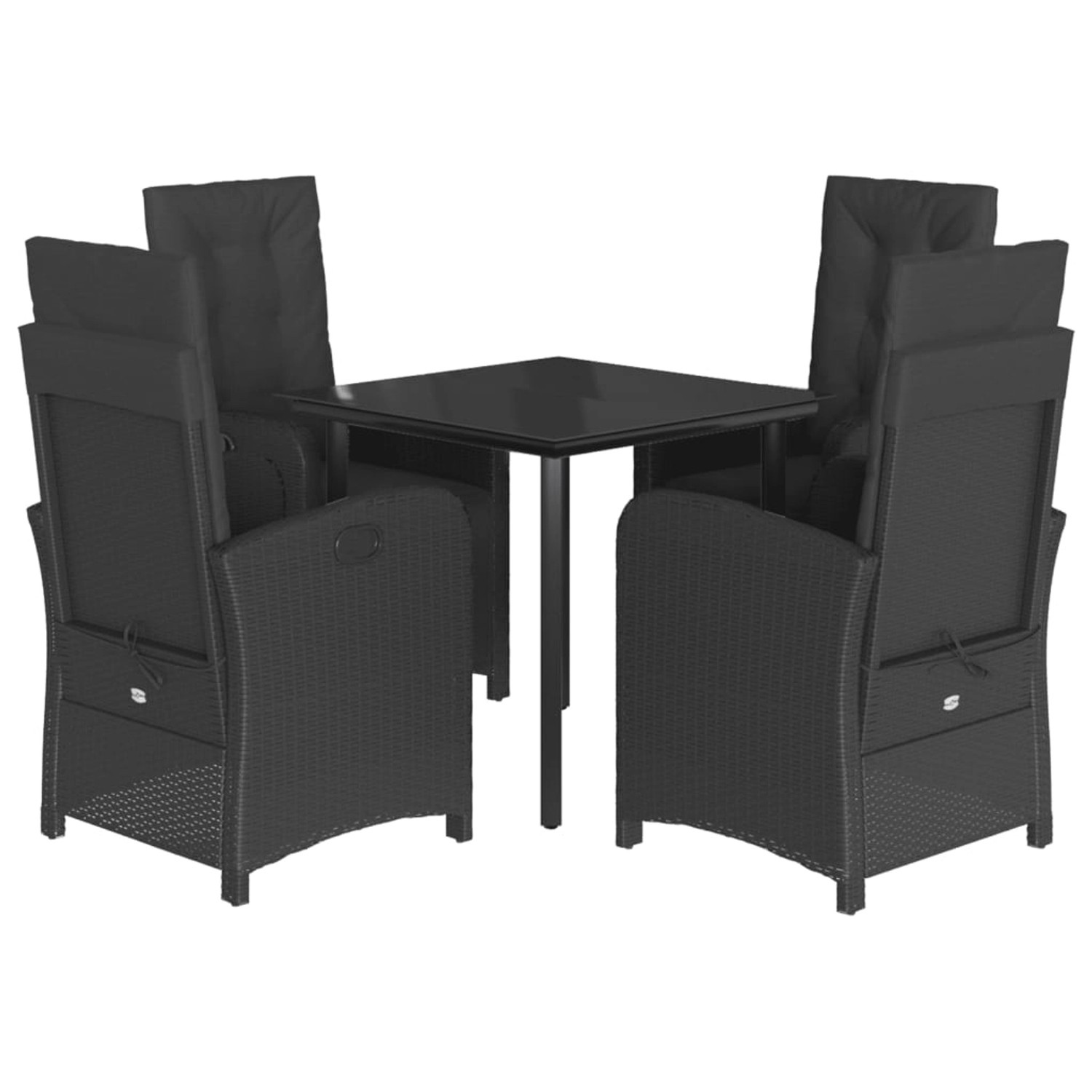 vidaXL 5-Tlg Garten-Essgruppe mit Kissen Schwarz Poly Rattan 3212322