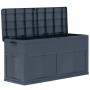 VidaXL Garten-Aufbewahrungsbox, 320 L, Schwarz, Kunststoff mit Holzoptik, Deckel geöffnet.