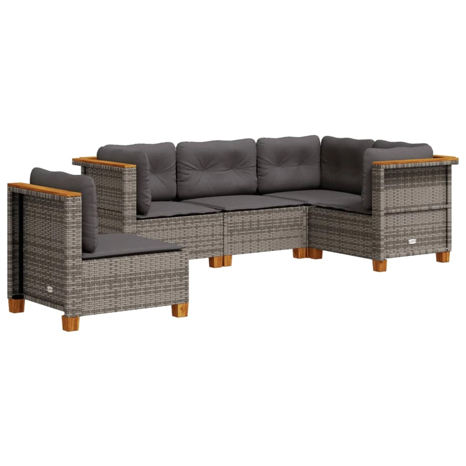 vidaXL 5-Tlg Garten-Sofagarnitur mit Kissen Grau Poly Rattan 3261834 günstig online kaufen