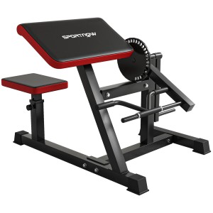 SPORTNOW Beinstrecker in Schwarz/Rot: Stahl-Beincurlmaschine für Bizeps- und Trizepstraining.