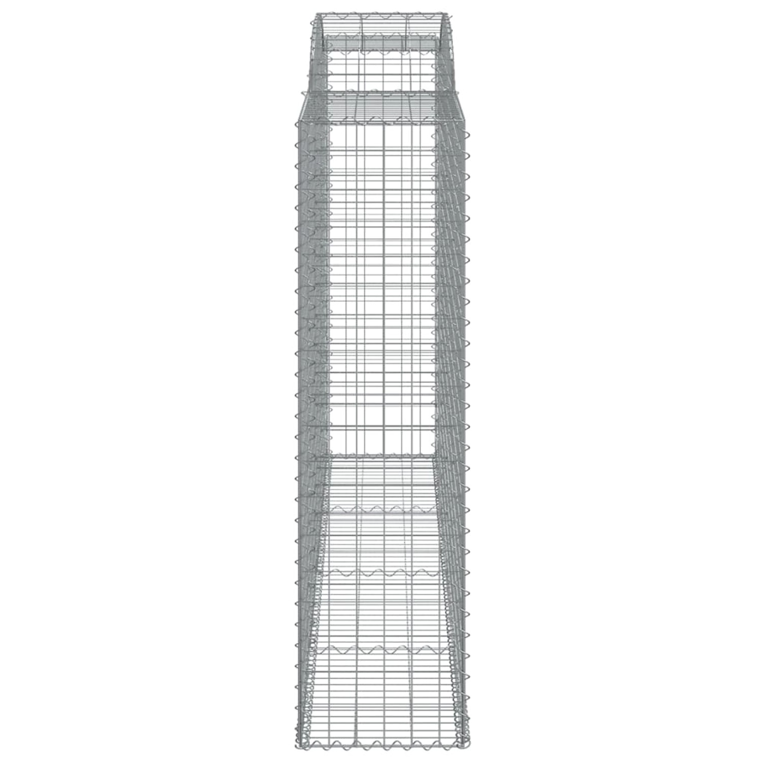 8er Set Gabionen mit Hochbogen, 300x50x180/200cm, aus verzinktem Eisen für Hochbeete.