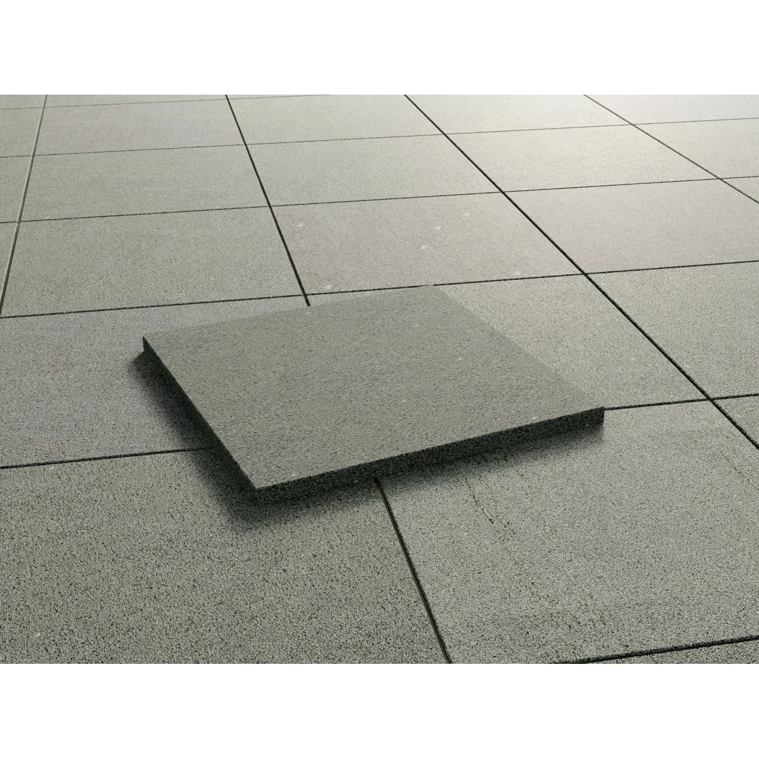 Terrassenplatte Naturstein Anthrazit-Grau, 60x60x3 cm, geflammte Oberfläche. Ideal für Terrasse und Garten.