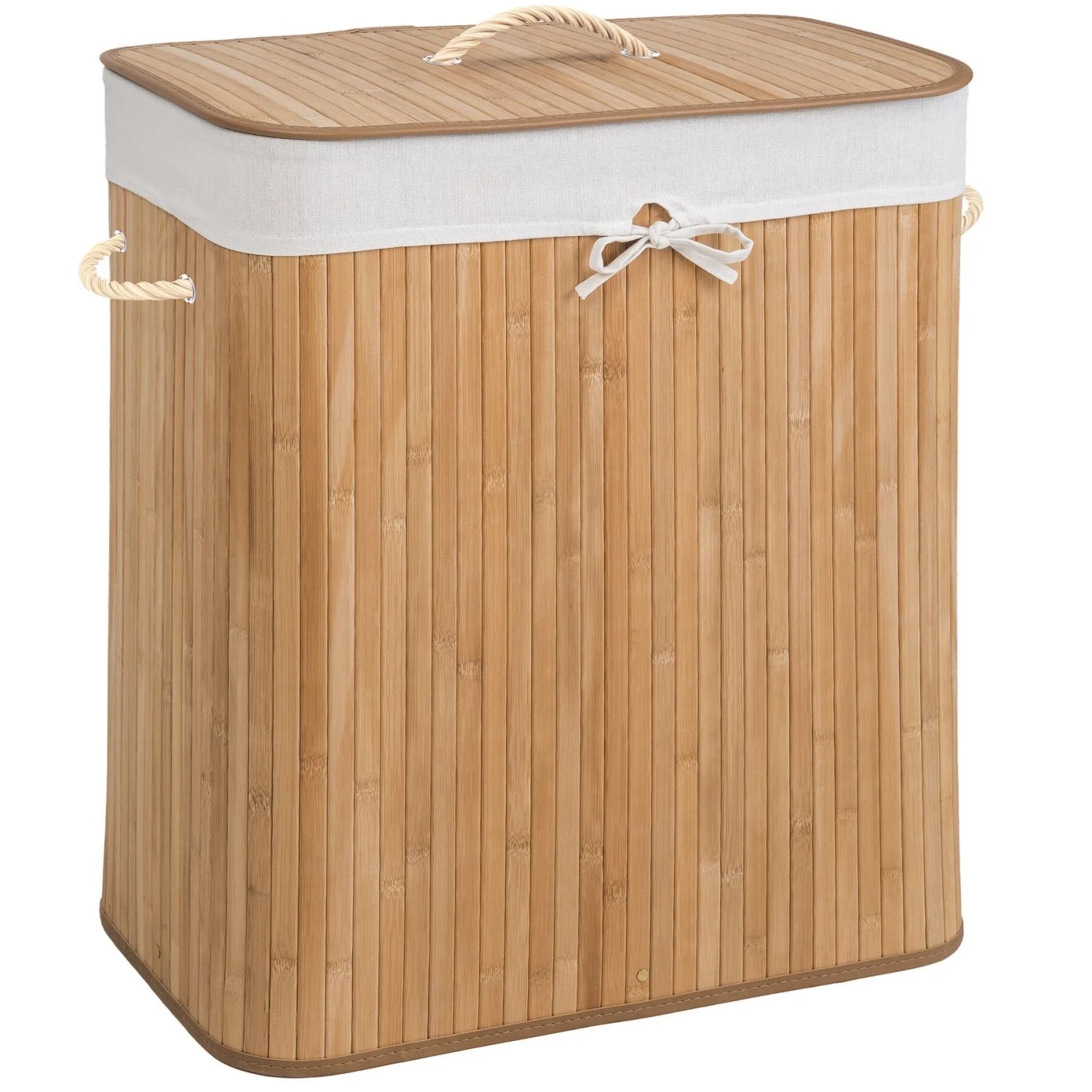 Tectake Wäschekorb  Aus Bambus Mit Deckel  53 x 33 50 x 63 cm Beige
