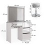 Vicco Schminktisch Sherry, weiß/hochglanz, 90 cm, mit LED-Spiegel und Hocker, Maßeinteilung