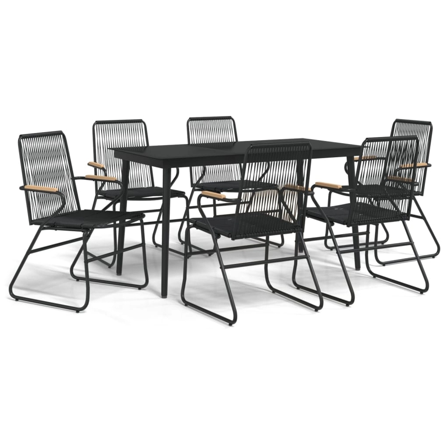 vidaXL 7-Tlg Garten-Essgruppe Schwarz PVC-Rattan 3099218 günstig online kaufen
