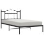 Schwarzes Metall Bettgestell 107x203 cm mit Kopfteil für Schlafzimmer.