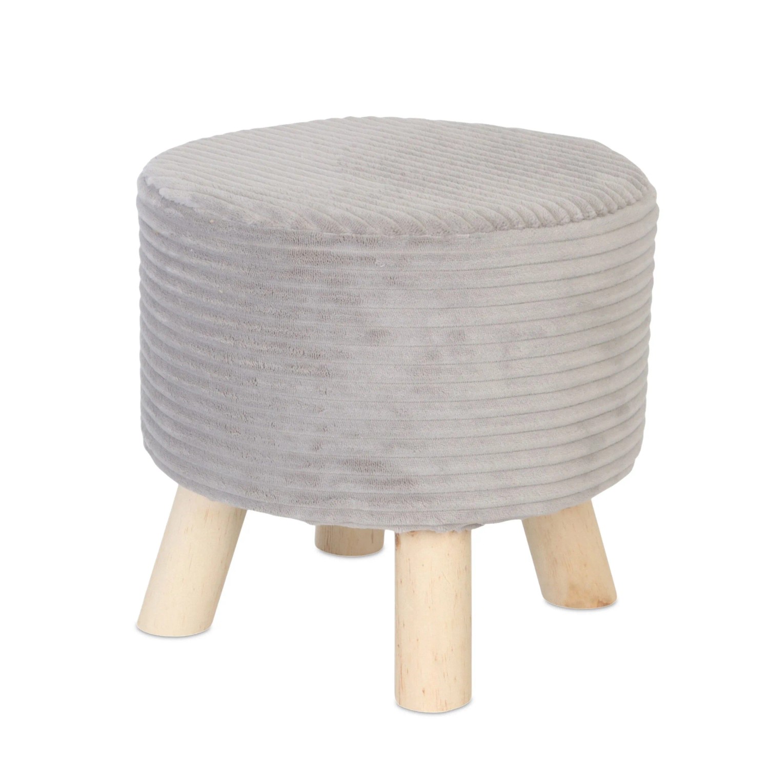 Relaxdays Polsterhocker Cord Holz Hellgrau Gepolstert 30 cm x 30 cm
