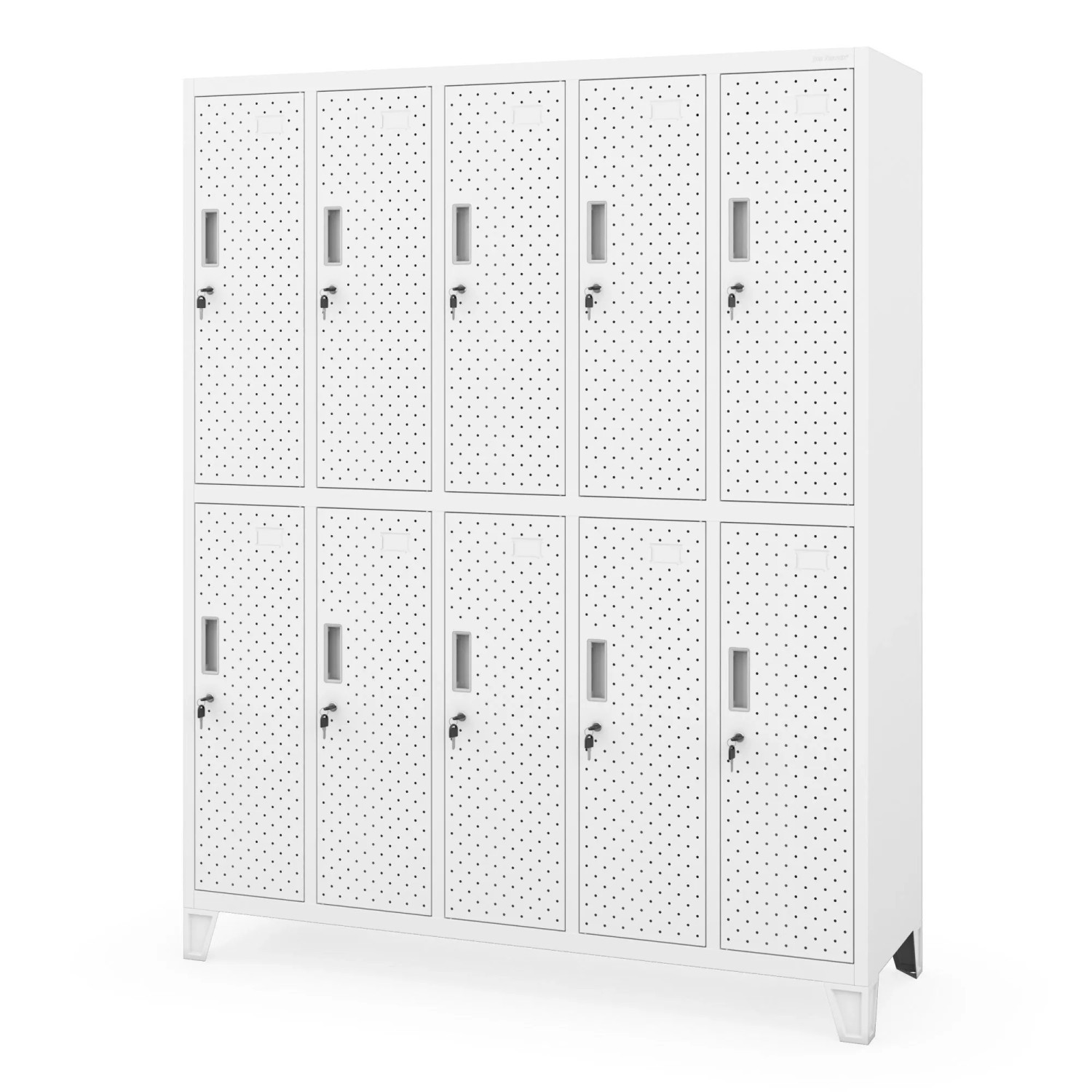 JAN NOWAK Arbeitsschutz-Kleiderschrank mit Fächern Perforiert 10 Fächer BARTEK PRO 172×136×45cm Weiß