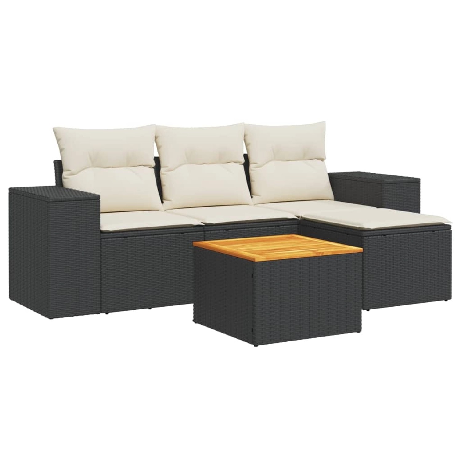 vidaXL 5-tlg Garten-Sofagarnitur mit Kissen Schwarz Poly Rattan Modell 107 günstig online kaufen