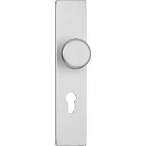 Abus Schutzbeschlag, naturfarbig eloxiert, für Türstärke 32-47mm, mit Knauf und Schlüsselloch.