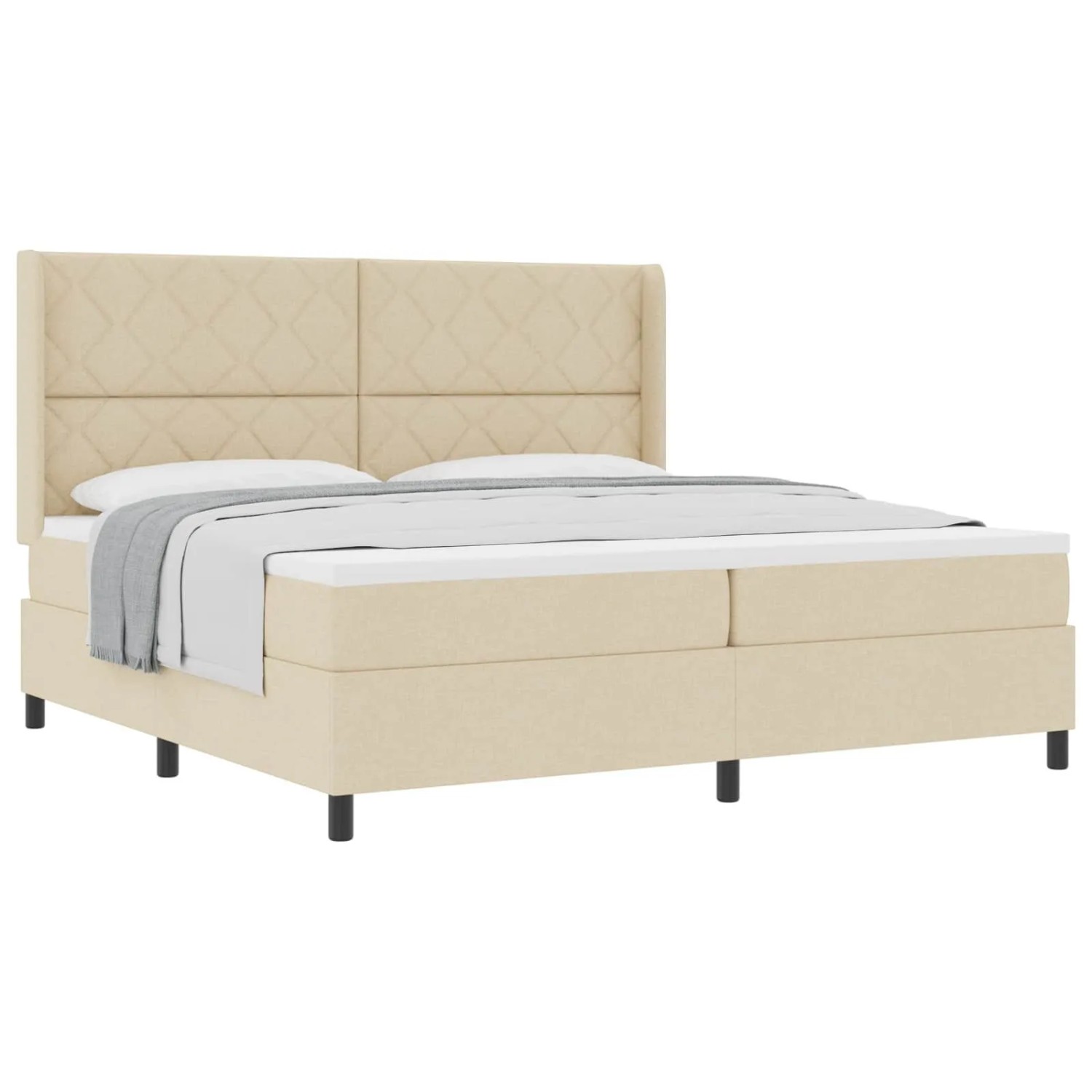 vidaXL Boxspringbett mit Matratze Creme 200 x 200 cm Stoff 3341733