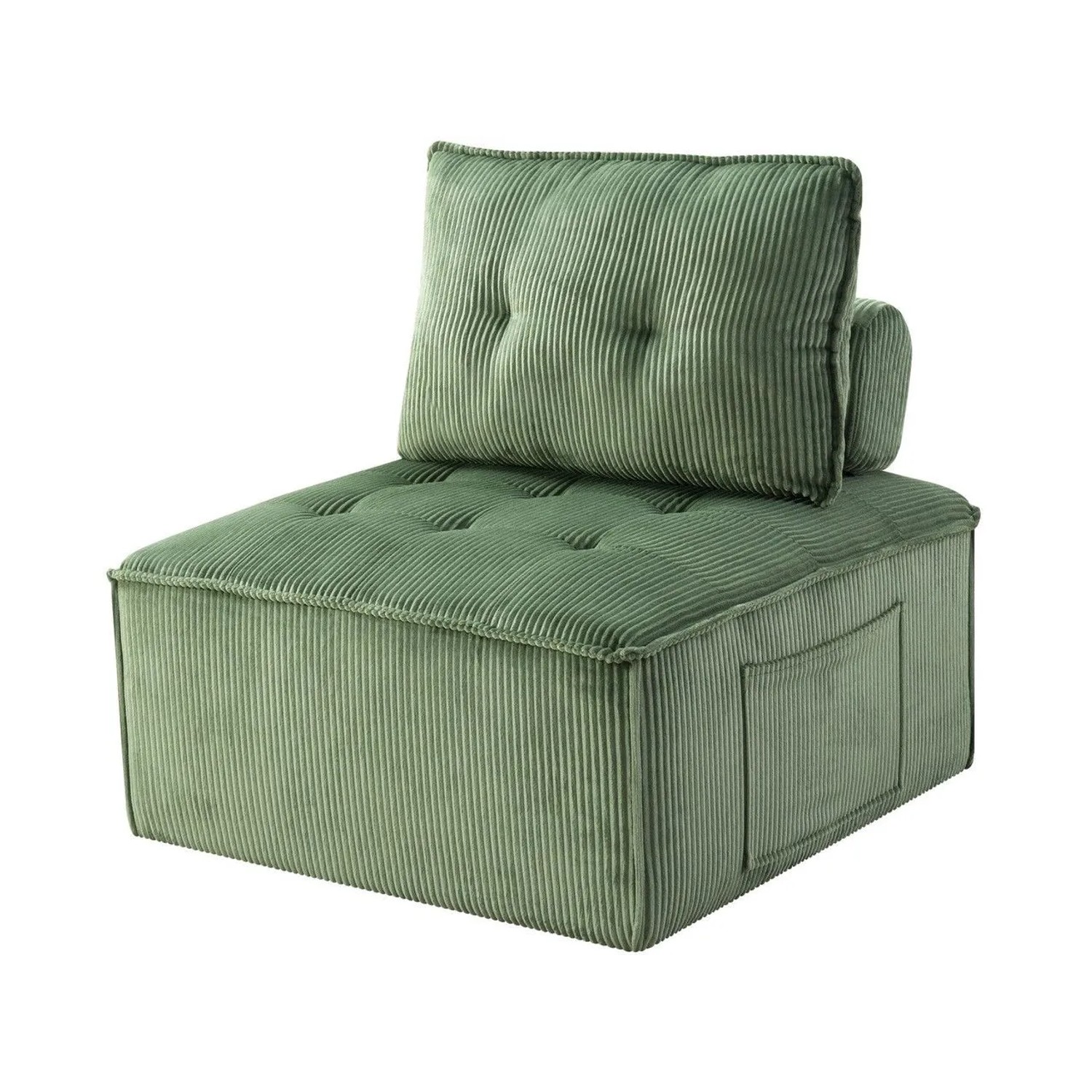 GLP Sofamodul Cordstoff 84x84 cm Bodensofa ohne Montage Salbeigrün