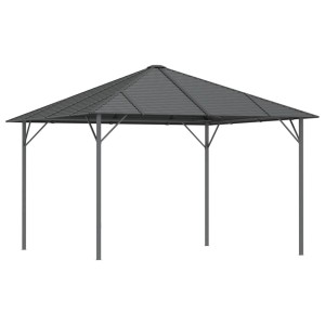 Anthrazitfarbener vidaXL Pavillon 3x3 m mit Dach für Garten & Terrasse.